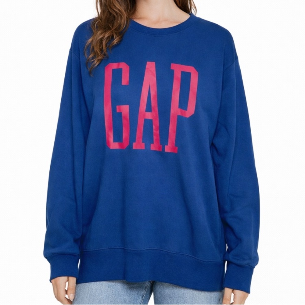 < GAP Blue Logo Oversized Crewneck Sweatshirt > - Picture 1 of 5